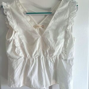 Xirena White Ruffle Sleeve Top Small
